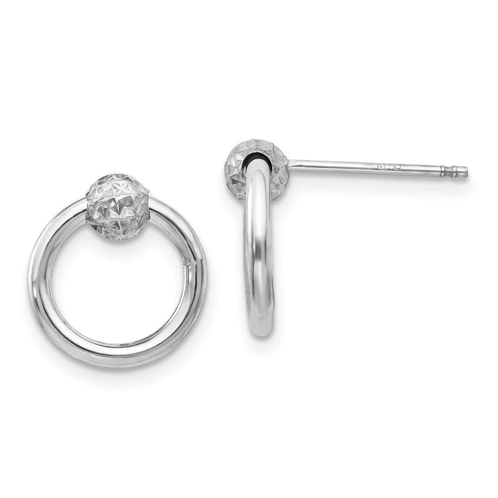 14K Weißgold Diamantiert Kreis Tropfen Ohrstecker
