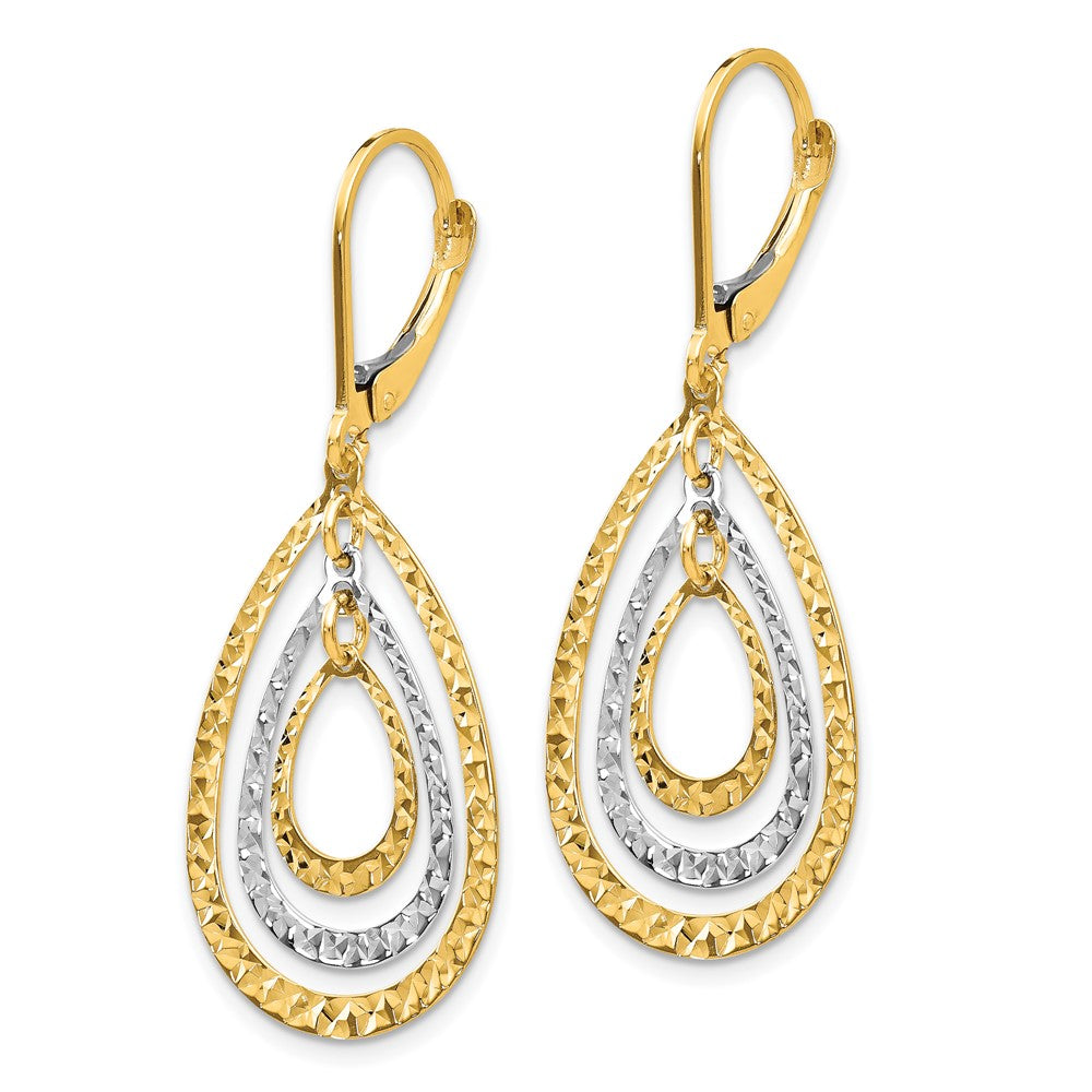 14K Bicolor Diamantiert Ohrhänger mit Brisur