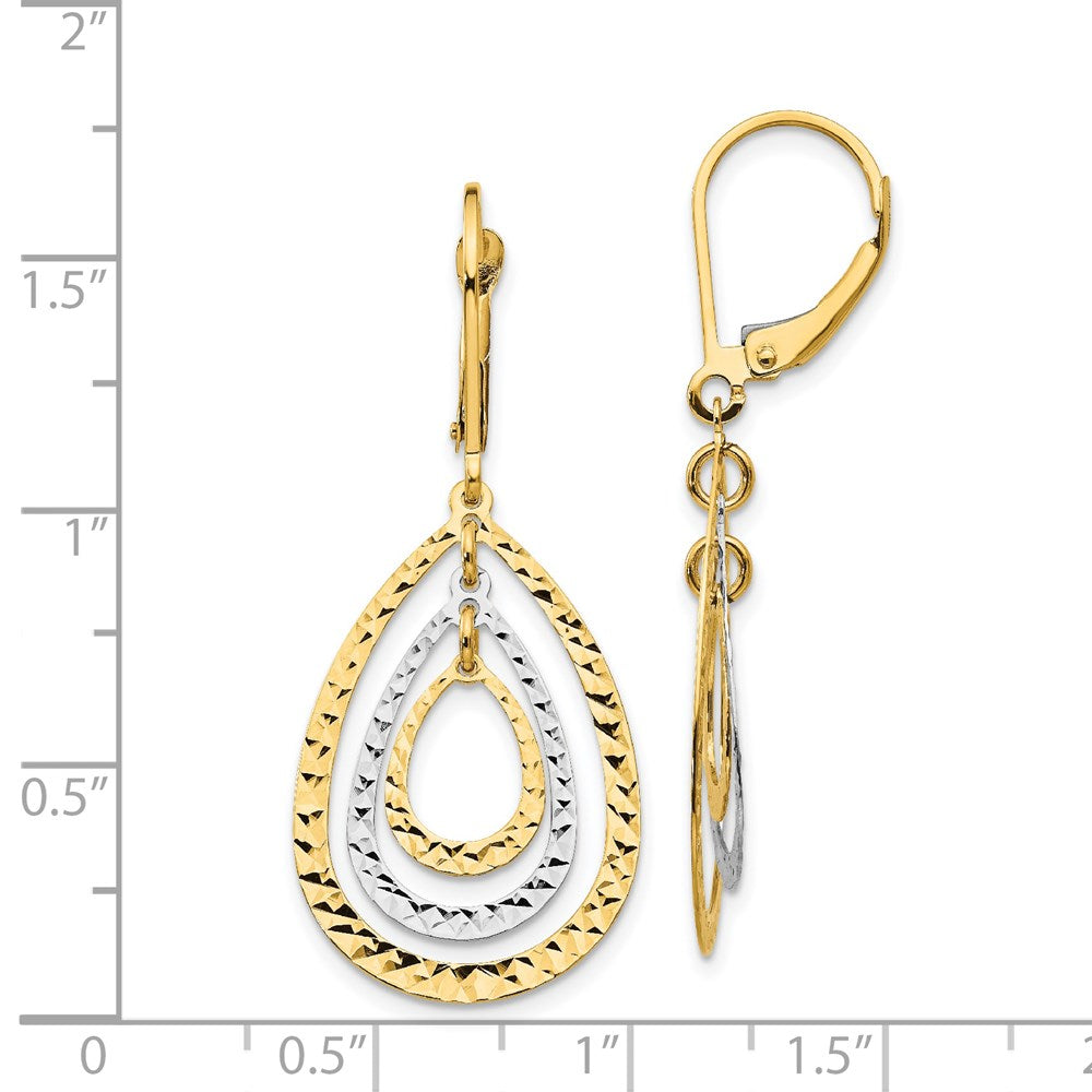 14K Bicolor Diamantiert Ohrhänger mit Brisur