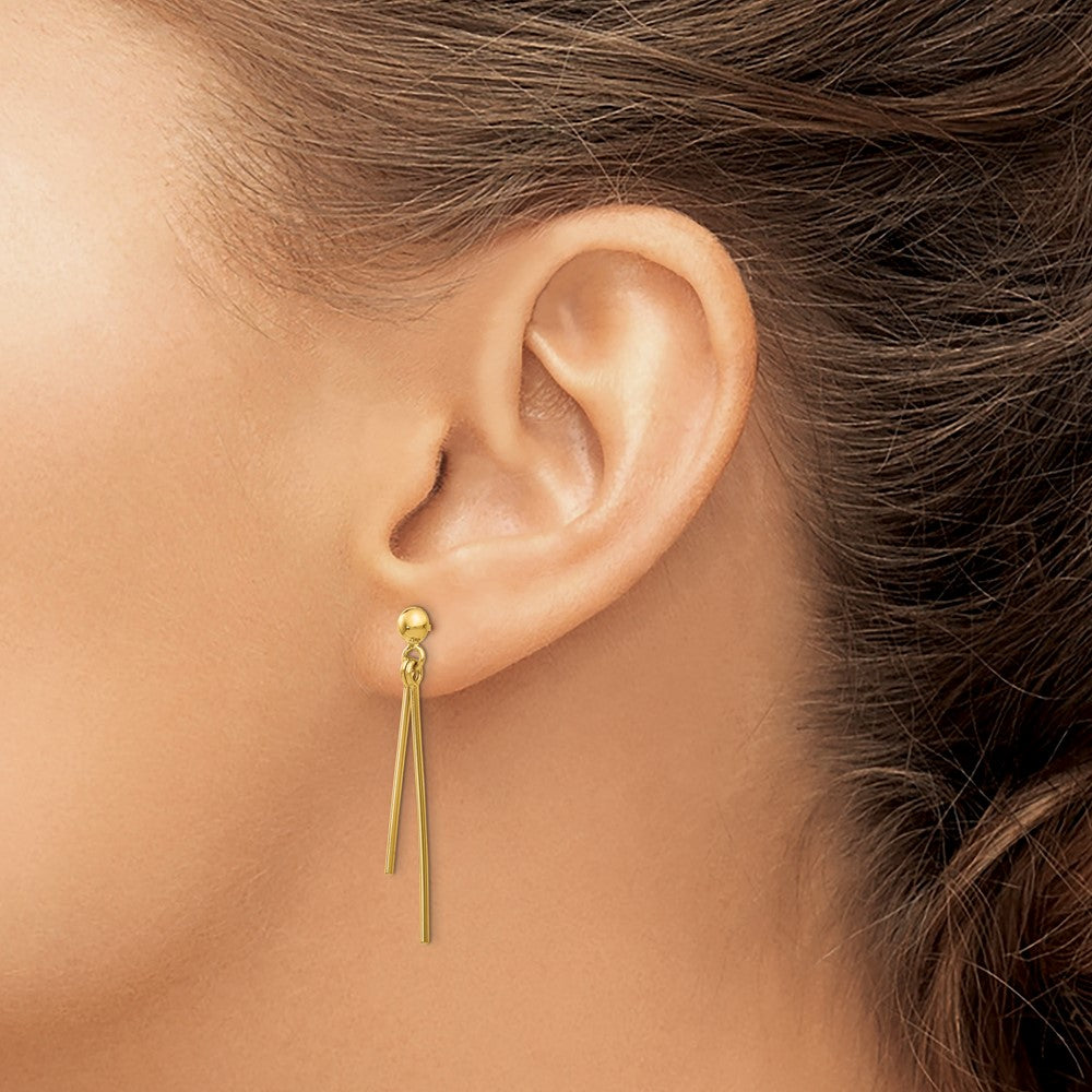14K Gelbgold Poliert Stecker Ohrhänger