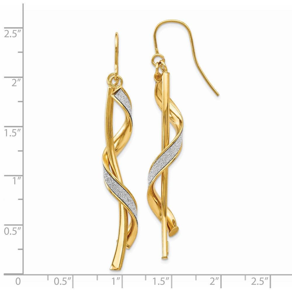 14K Gelbgold Poliert Glitzer Infused Spirale Ohrhänger