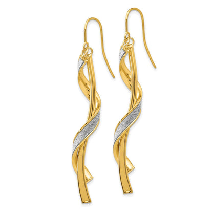14K Gelbgold Poliert Glitzer Infused Spirale Ohrhänger
