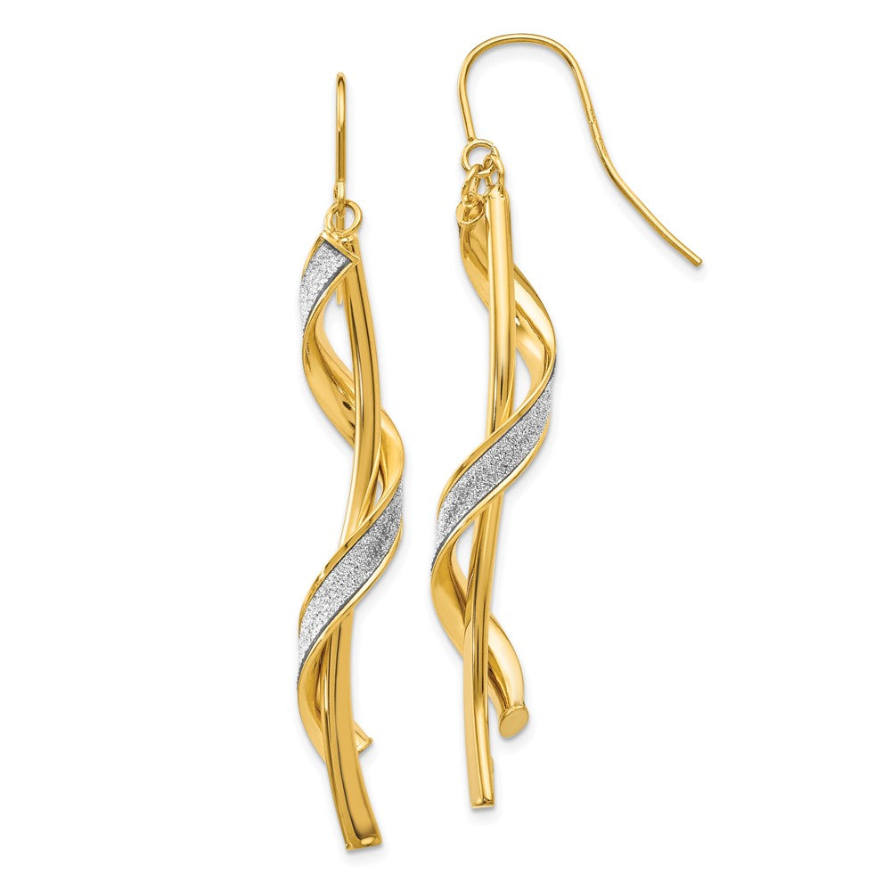 14K Gelbgold Poliert Glitzer Infused Spirale Ohrhänger
