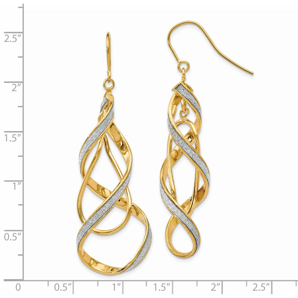 14K Gelbgold Poliert Glitzer Infused Spirale Ohrhänger