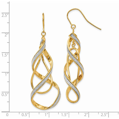 14K Gelbgold Poliert Glitzer Infused Spirale Ohrhänger