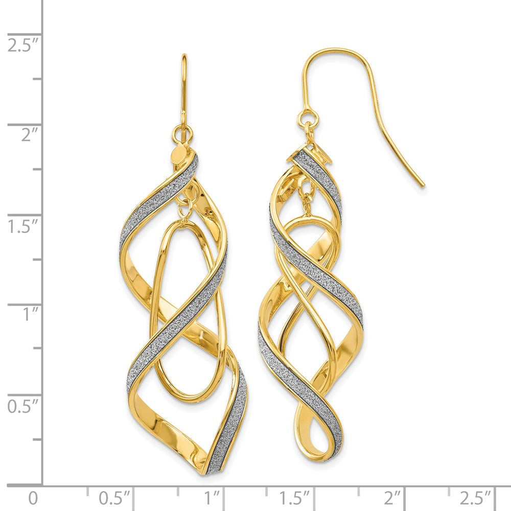 14K Gelbgold Poliert Glitzer Infused Spirale Ohrhänger
