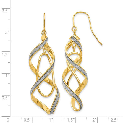 14K Gelbgold Poliert Glitzer Infused Spirale Ohrhänger