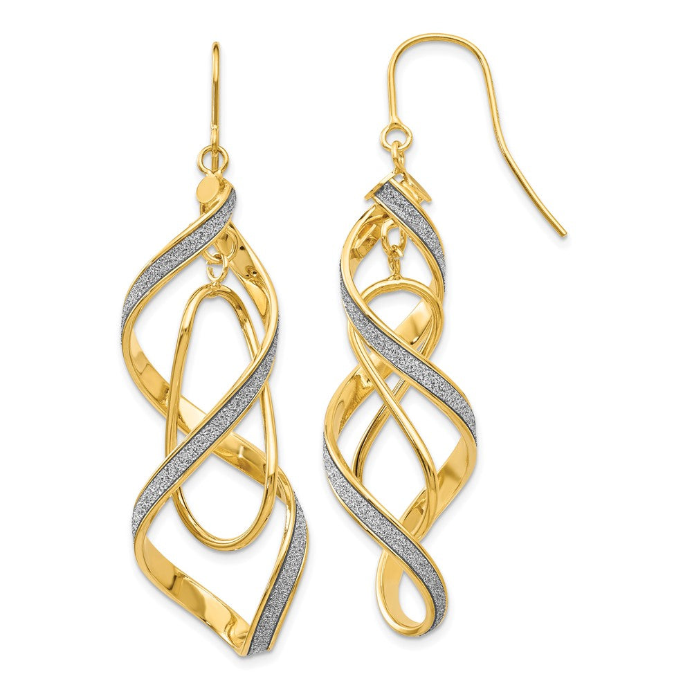 14K Gelbgold Poliert Glitzer Infused Spirale Ohrhänger