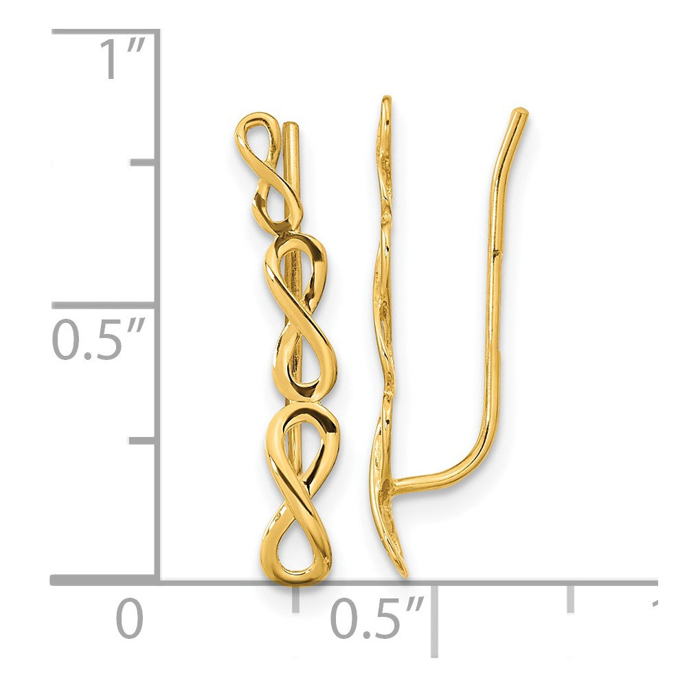 14K Gelbgold Poliert Unendlichkeit Ohr Climber Ohrringe