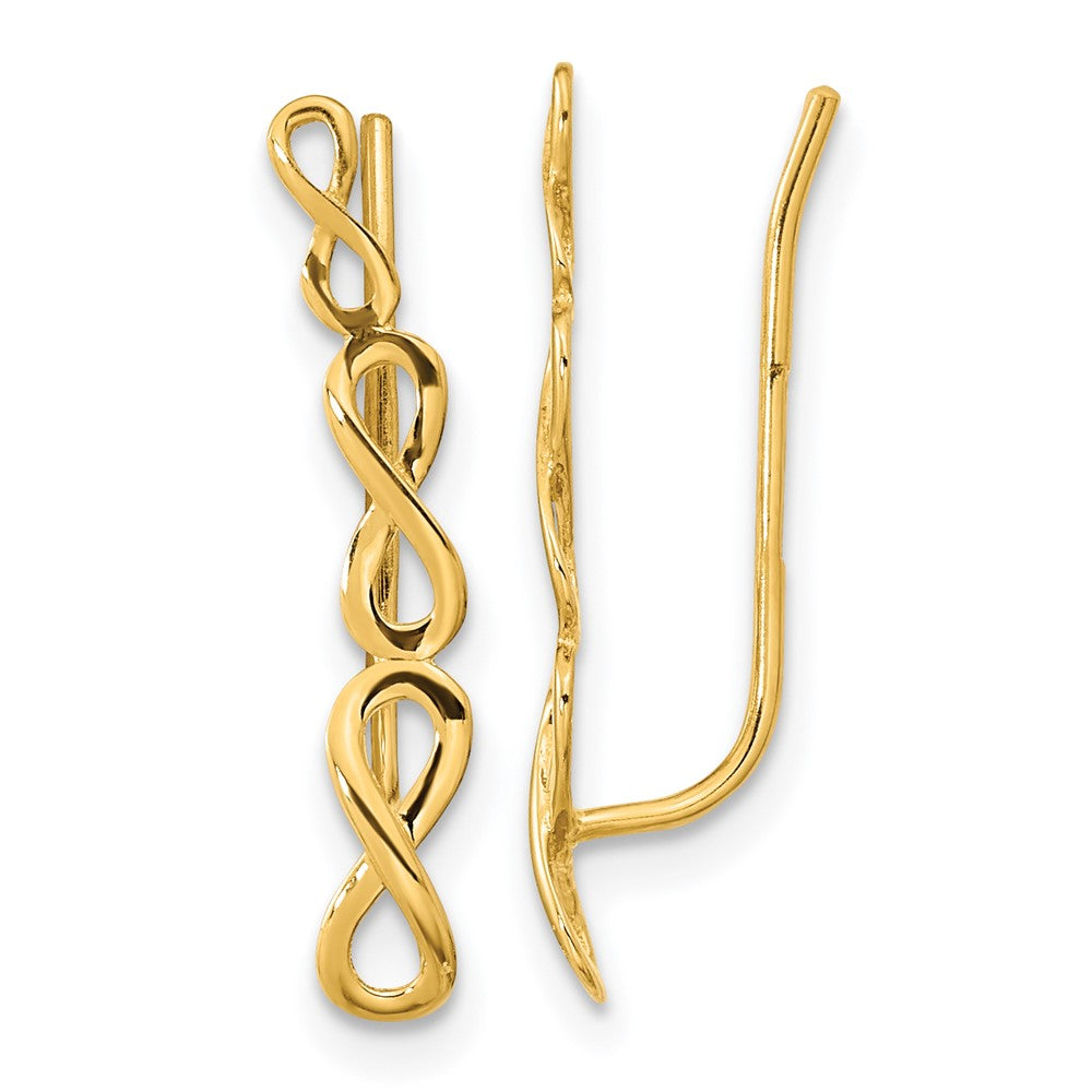 14K Gelbgold Poliert Unendlichkeit Ohr Climber Ohrringe