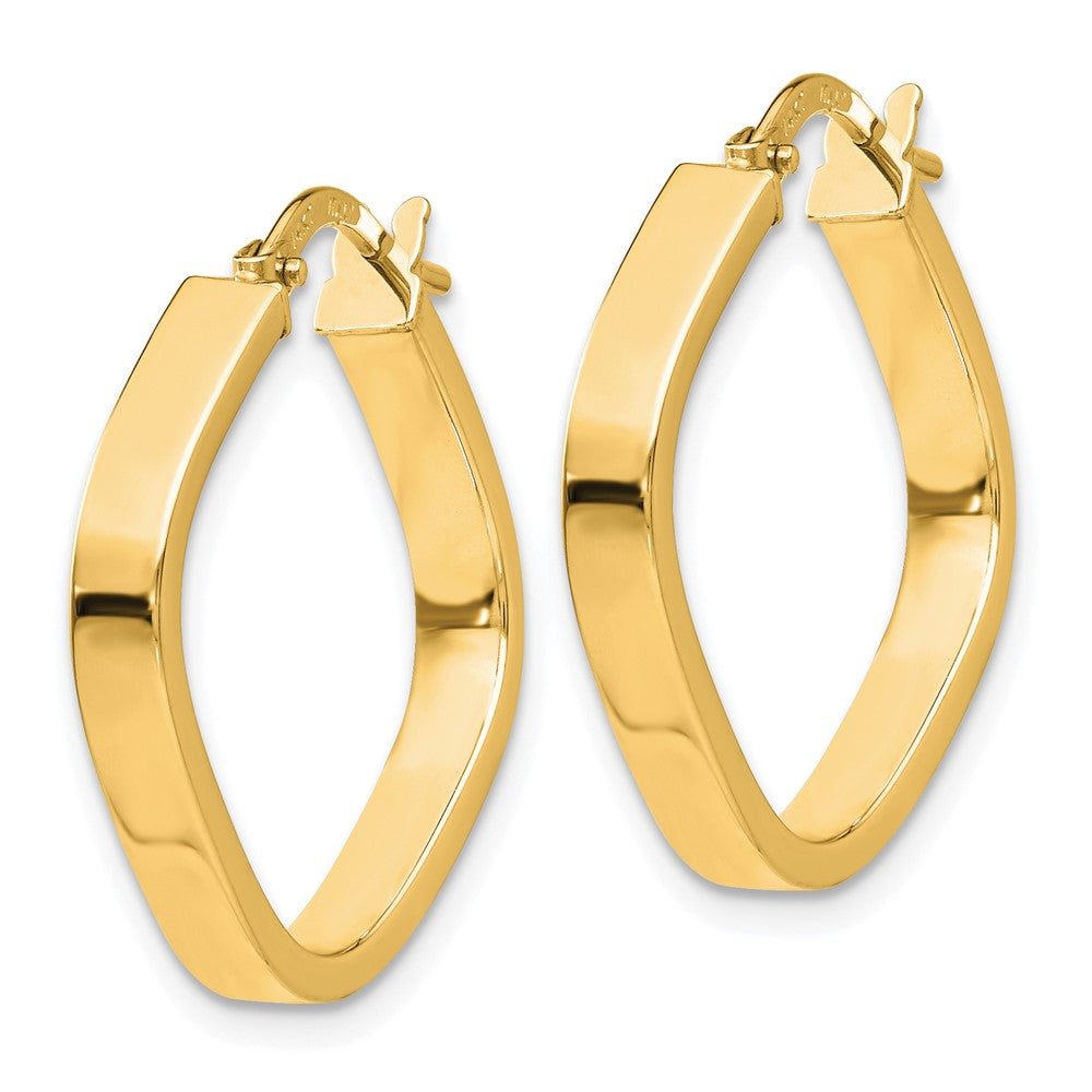 14K Gelbgold Flach Kante Quadratisch Creolen