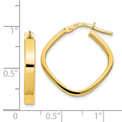 14K Gelbgold Flach Kante Quadratisch Creolen