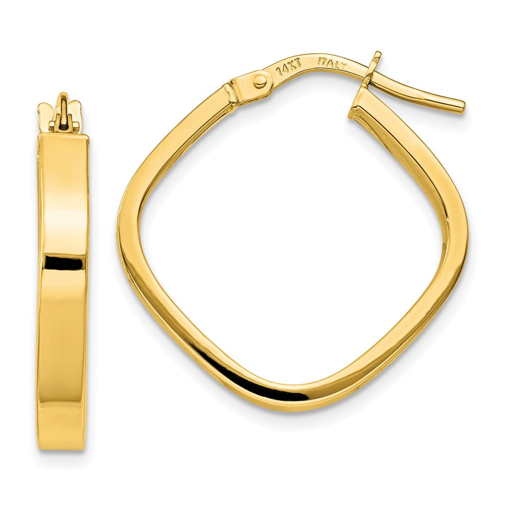 14K Gelbgold Flach Kante Quadratisch Creolen