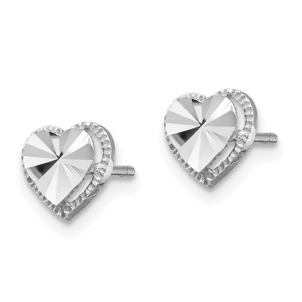 14K Weißgold Diamantiert Herz Ohrstecker