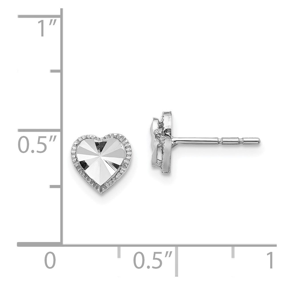 14K Weißgold Diamantiert Herz Ohrstecker