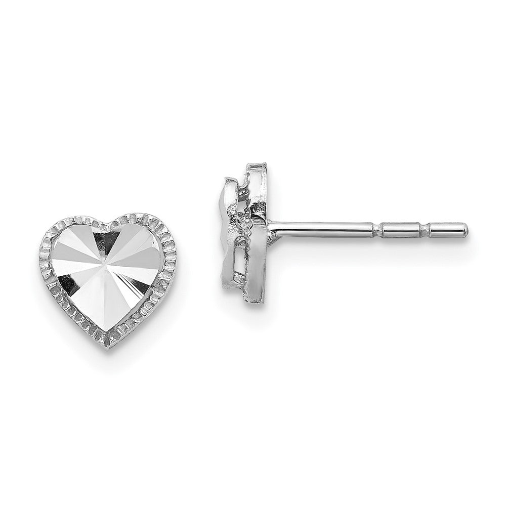 14K Weißgold Diamantiert Herz Ohrstecker