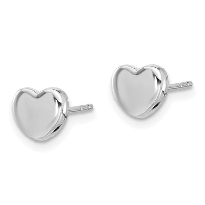 14K Weißgold Poliert Herz Ohrstecker