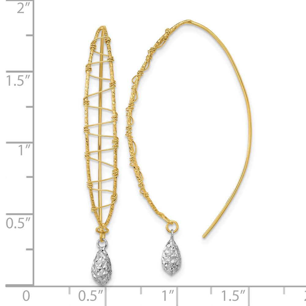 14K Bicolor Poliert Draht Wrapped Diamantiert Ohrhänger