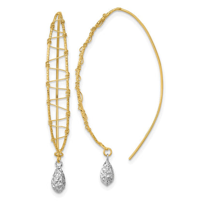 14K Bicolor Poliert Draht Wrapped Diamantiert Ohrhänger