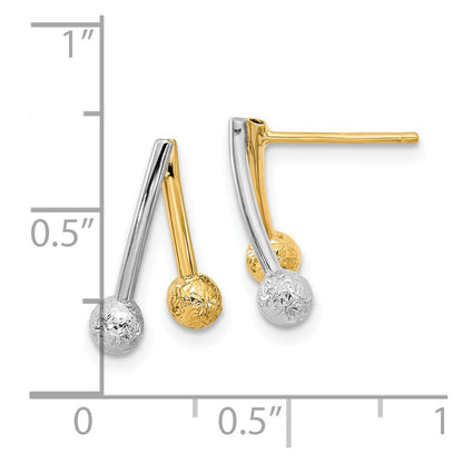14K Bicolor Poliert und Strukturiert Ohrstecker