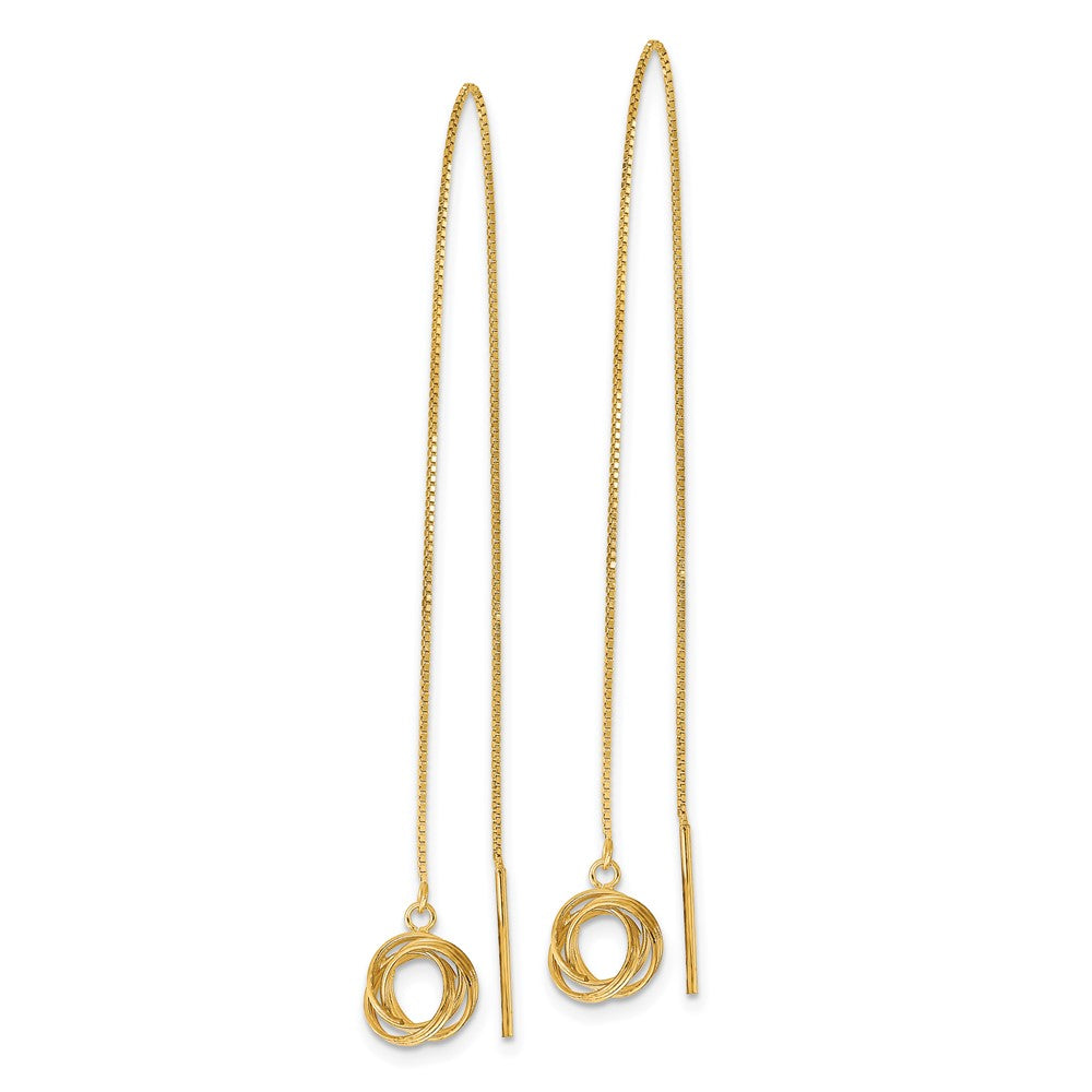 14K Gelbgold Poliert Diamantiert Venezianer Kette Liebe Knoten Durchzieher-Ohrringe