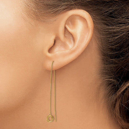 14K Gelbgold Poliert Diamantiert Venezianer Kette Liebe Knoten Durchzieher-Ohrringe