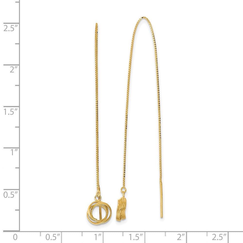 14K Gelbgold Poliert Diamantiert Venezianer Kette Liebe Knoten Durchzieher-Ohrringe