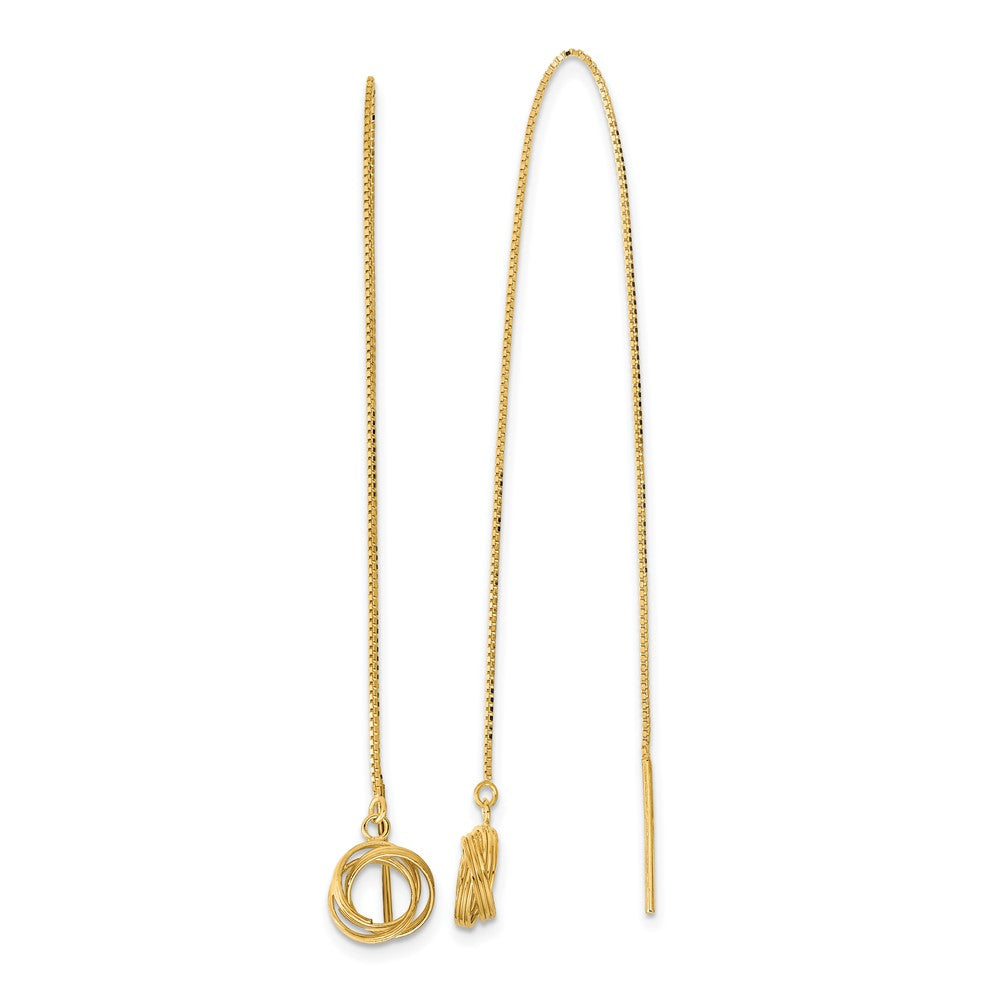 14K Gelbgold Poliert Diamantiert Venezianer Kette Liebe Knoten Durchzieher-Ohrringe