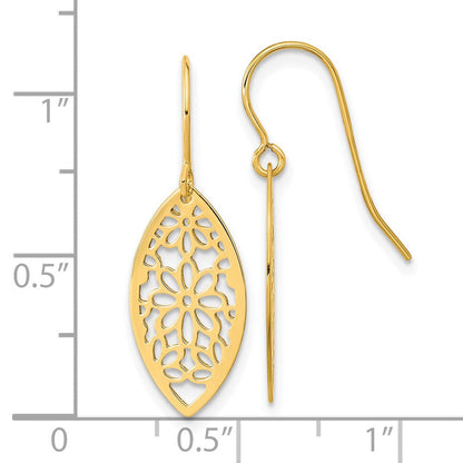 14K Gelbgold Poliert Blume Ohrhänger