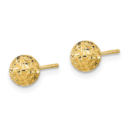 14K Gelbgold 6mm Diamantiert Kugel Ohrstecker