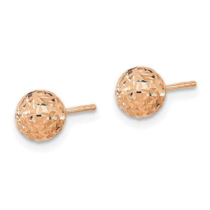 14K Roségold 6mm Diamantiert Kugel Ohrstecker