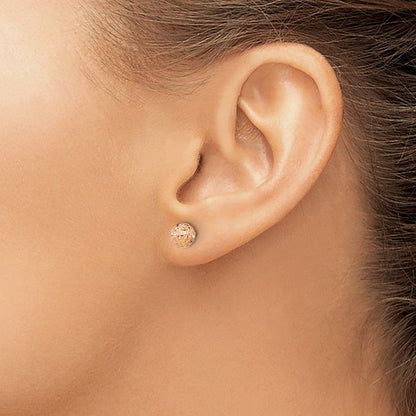 14K Roségold 6mm Diamantiert Kugel Ohrstecker