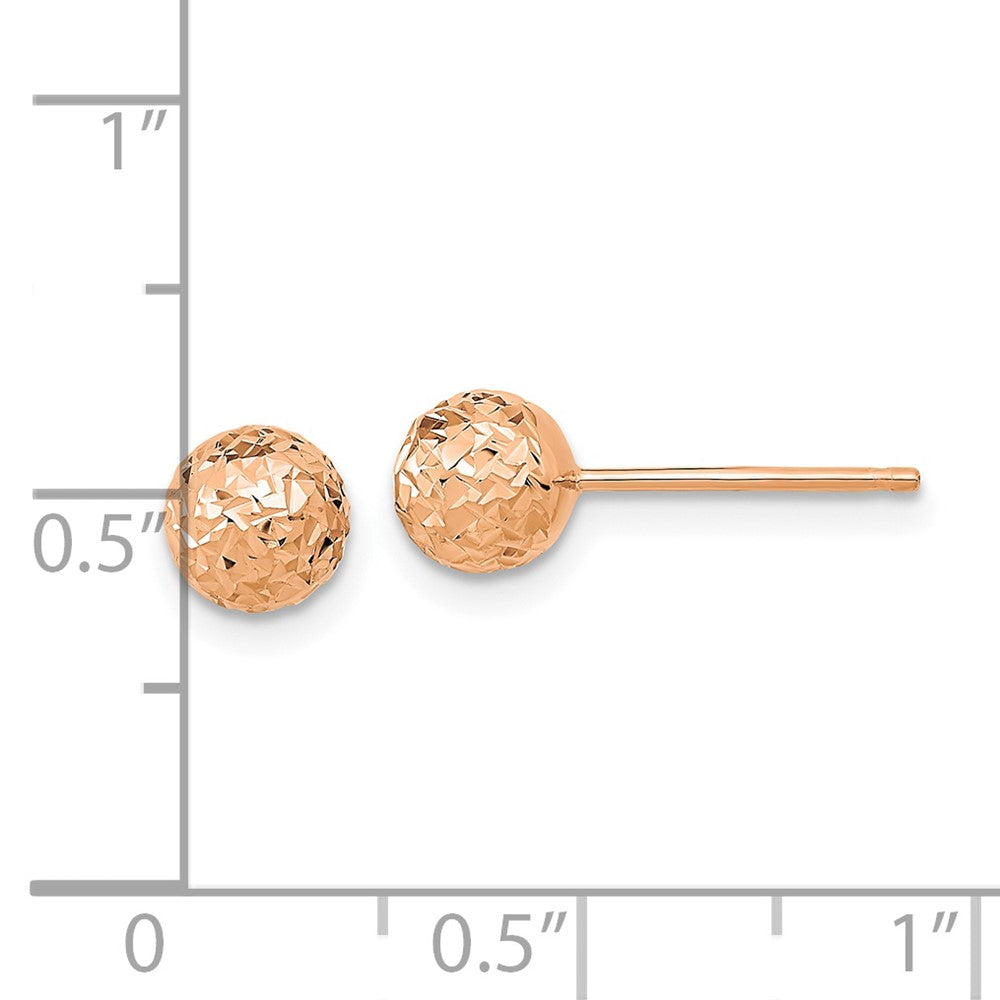 14K Roségold 6mm Diamantiert Kugel Ohrstecker