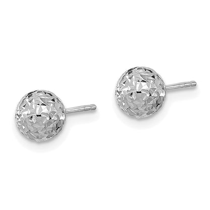 14K Weißgold Diamantiert 6mm Kugel Ohrstecker