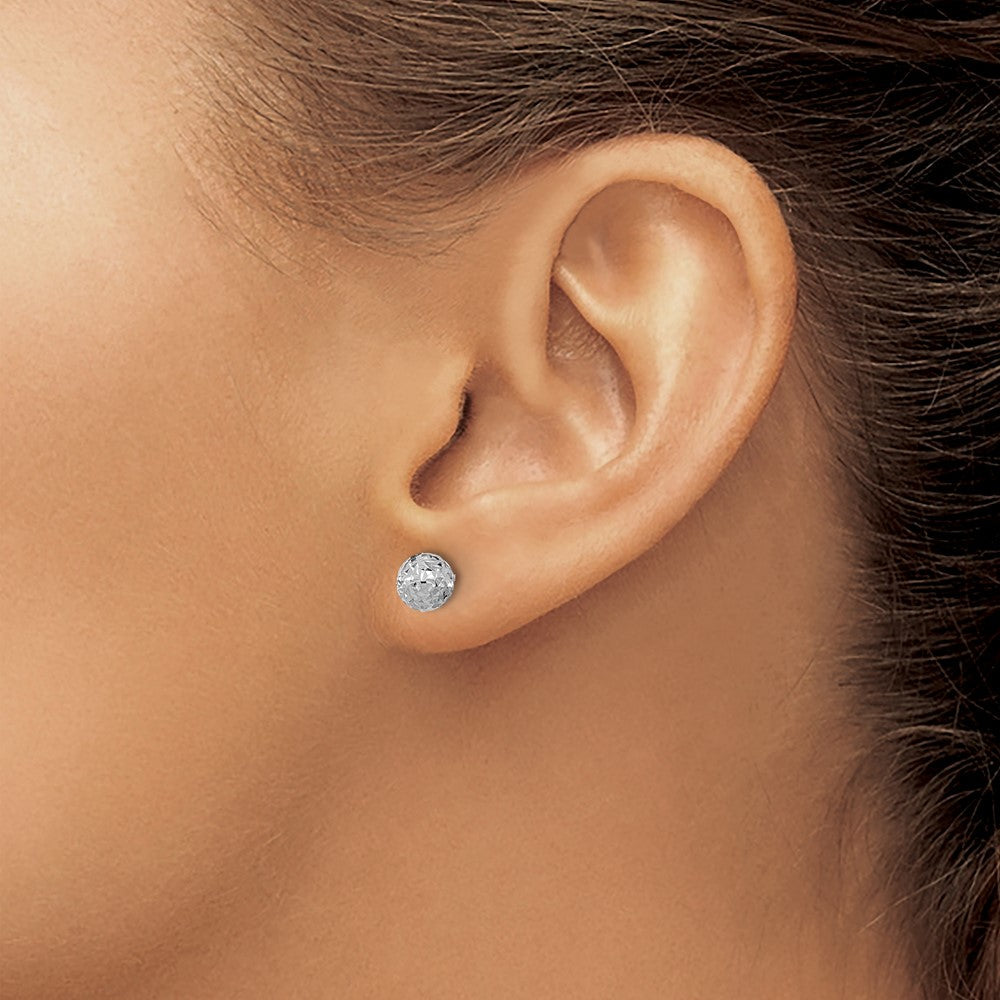 14K Weißgold Diamantiert 6mm Kugel Ohrstecker
