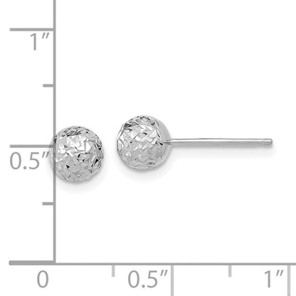 14K Weißgold Diamantiert 6mm Kugel Ohrstecker