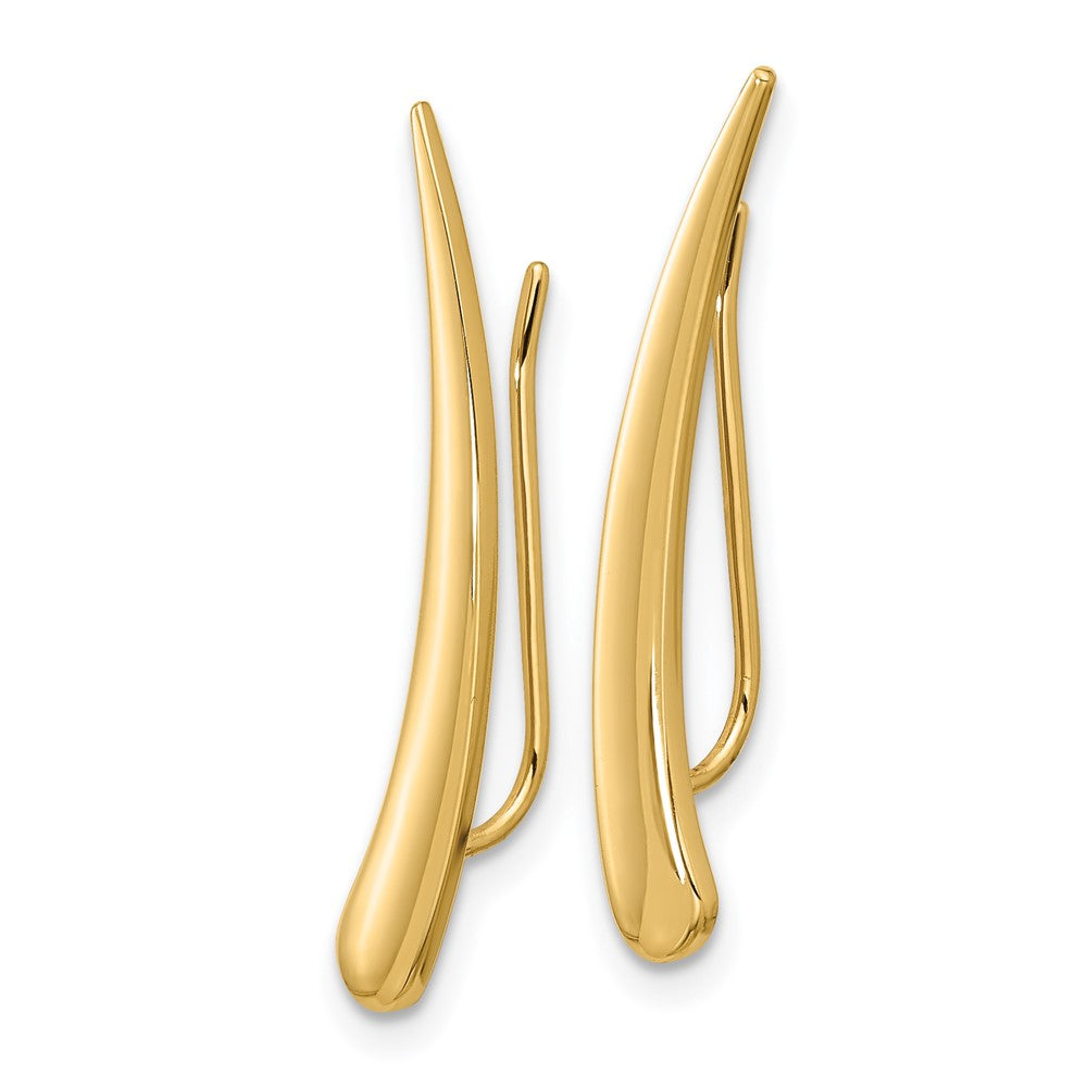 14K Gelbgold Poliert Pointed Ohr Climber Ohrringe