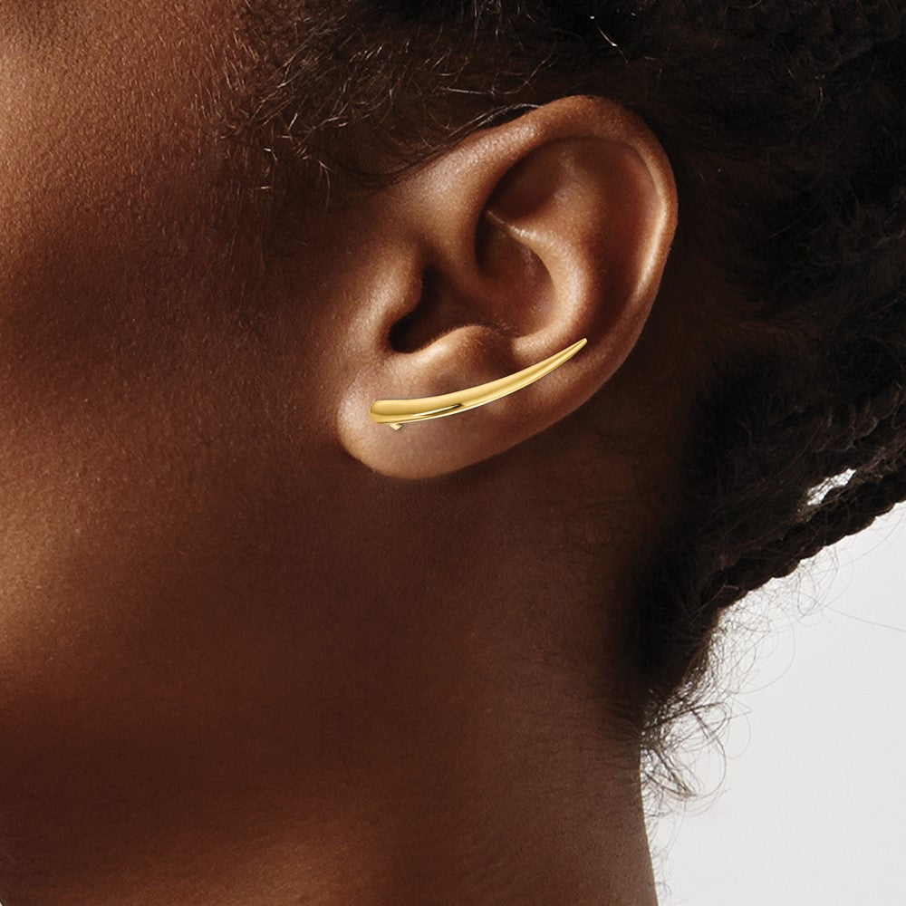 14K Gelbgold Poliert Pointed Ohr Climber Ohrringe
