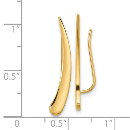 14K Gelbgold Poliert Pointed Ohr Climber Ohrringe