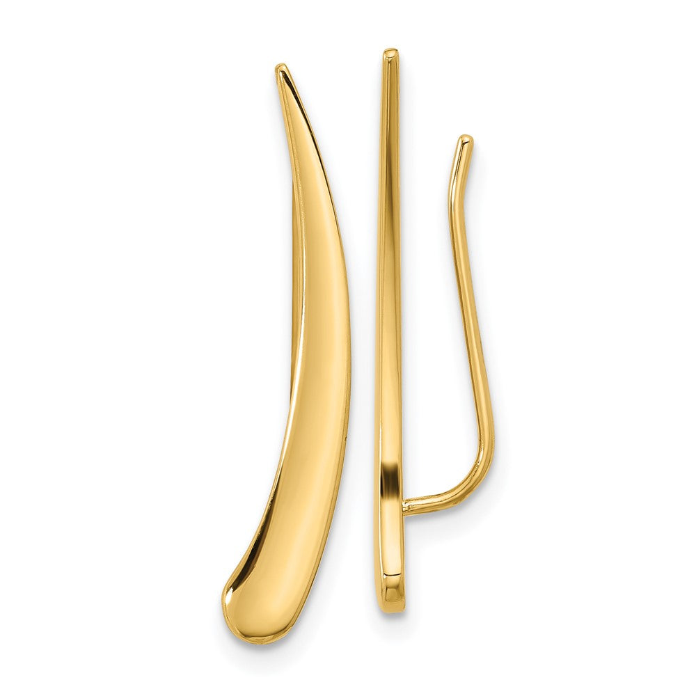 14K Gelbgold Poliert Pointed Ohr Climber Ohrringe
