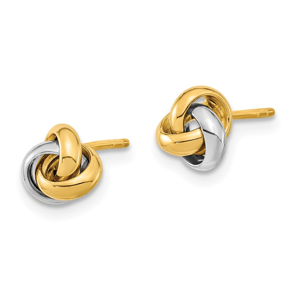 14K Bicolor Poliert Liebe Knoten Ohrstecker