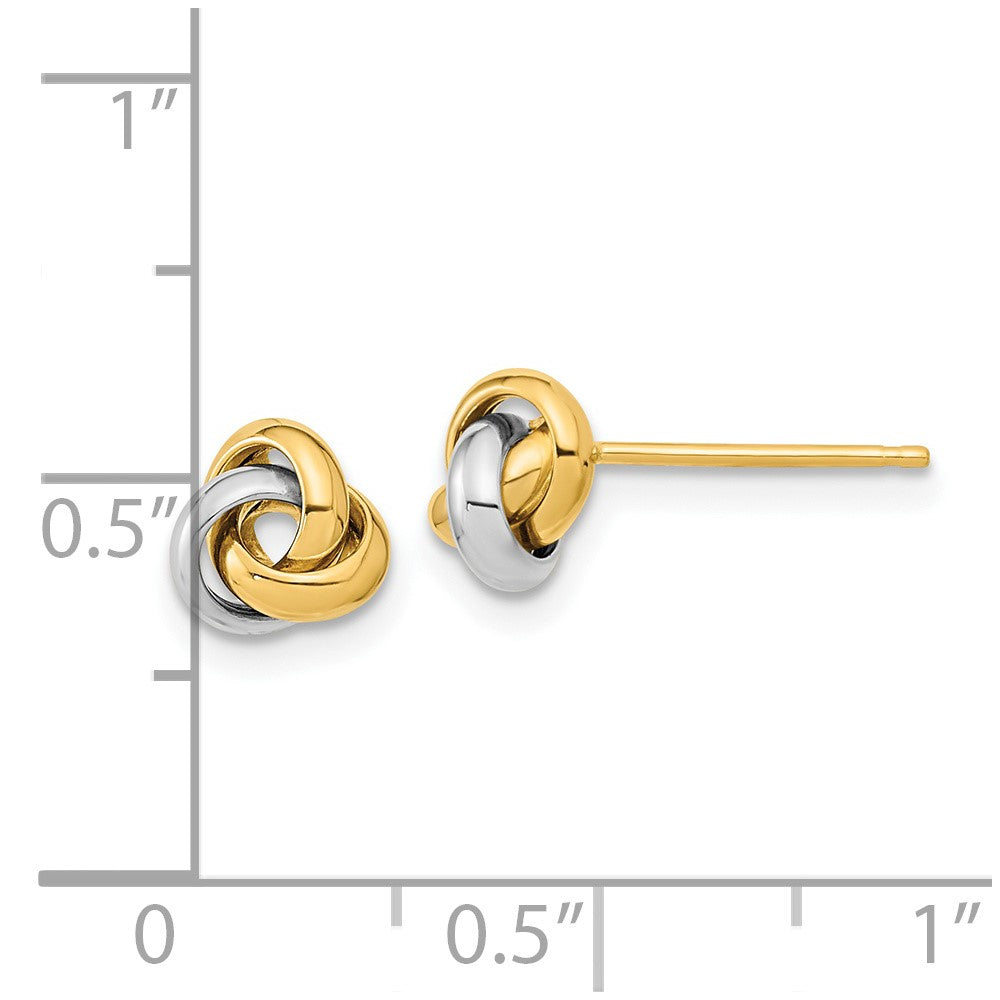 14K Bicolor Poliert Liebe Knoten Ohrstecker