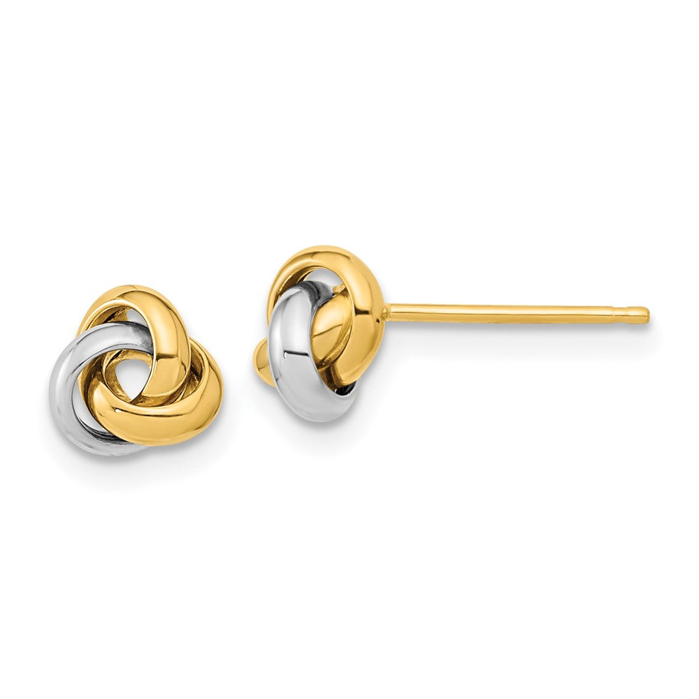 14K Bicolor Poliert Liebe Knoten Ohrstecker