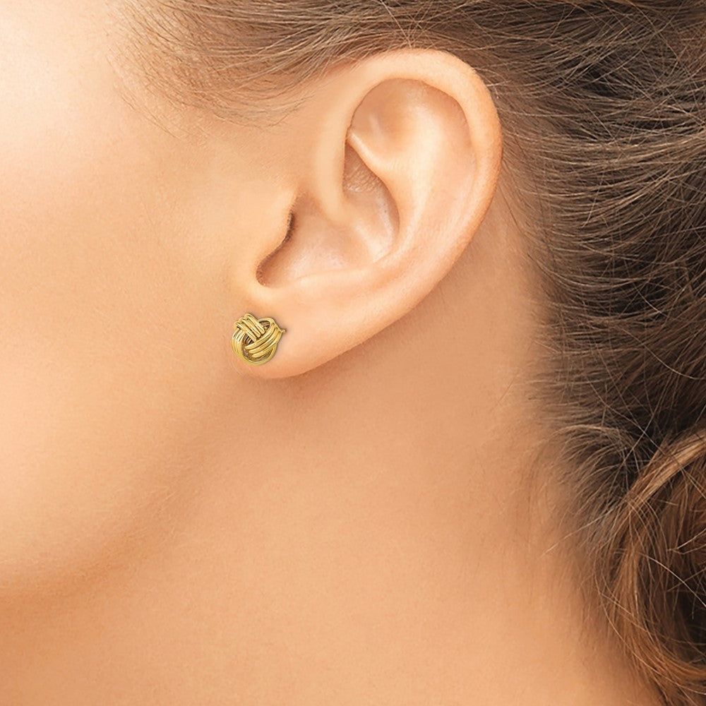 14K Gelbgold Poliert Dreifach Liebe Knoten Ohrstecker