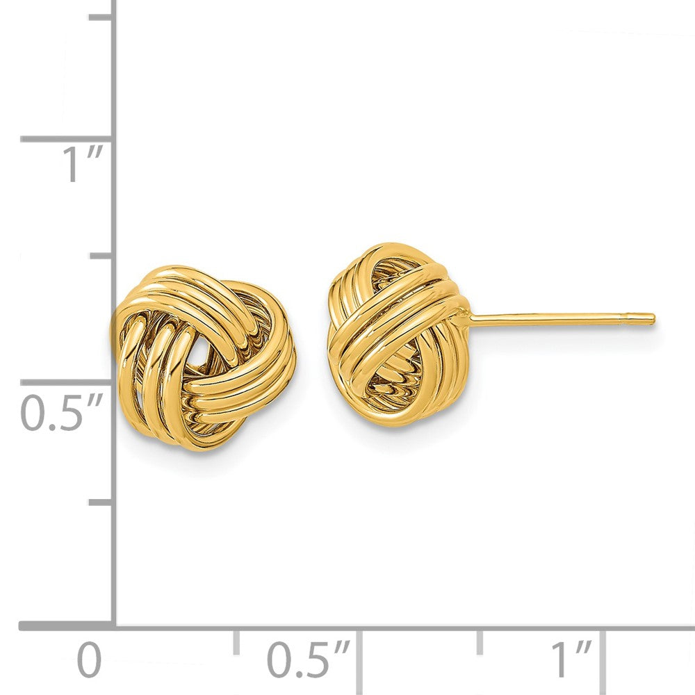 14K Gelbgold Poliert Dreifach Liebe Knoten Ohrstecker