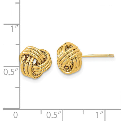 14K Gelbgold Poliert Dreifach Liebe Knoten Ohrstecker