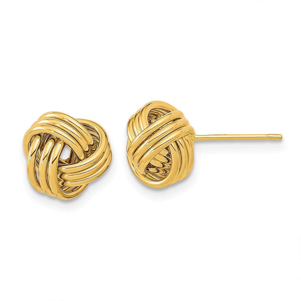 14K Gelbgold Poliert Dreifach Liebe Knoten Ohrstecker