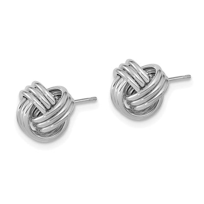 14K Weißgold Poliert Dreifach Liebe Knoten Ohrstecker