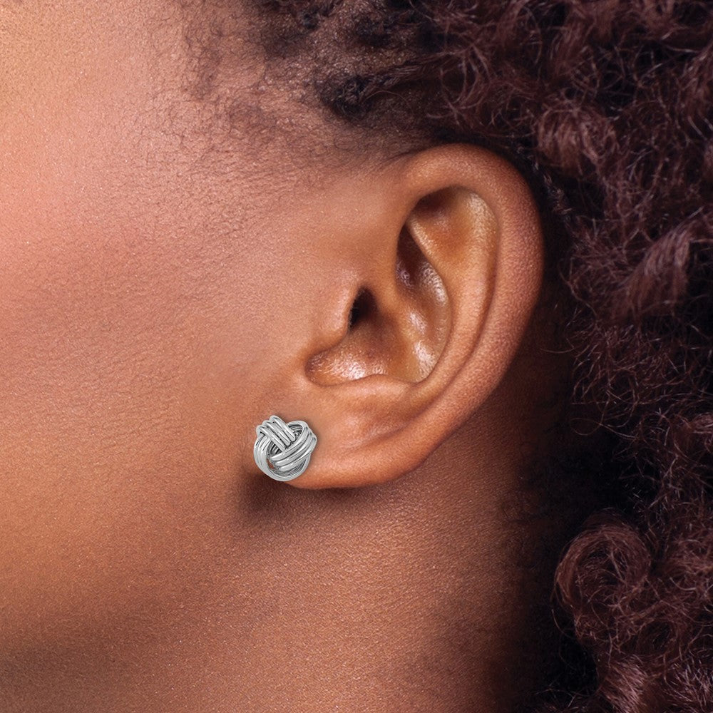 14K Weißgold Poliert Dreifach Liebe Knoten Ohrstecker
