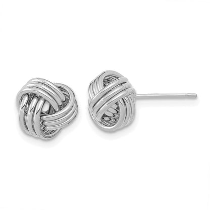 14K Weißgold Poliert Dreifach Liebe Knoten Ohrstecker